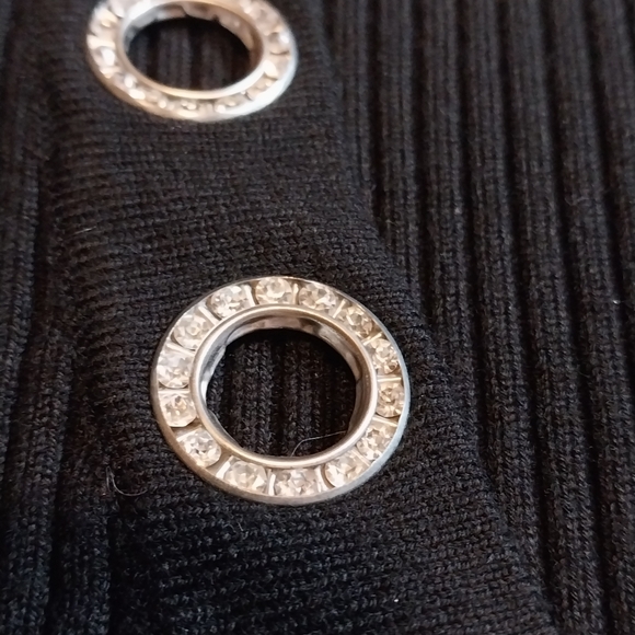 Belldini Stretch Knit Eyelet Bling Rhinstone Y2k 90s Top 2000s Vintage Punk - Picture 4 of 9